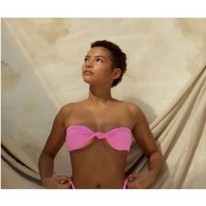 NWT Stone Fox Swim Lele Top Ocean Bloom Twisted Strapless Bikini Swim Top Size L